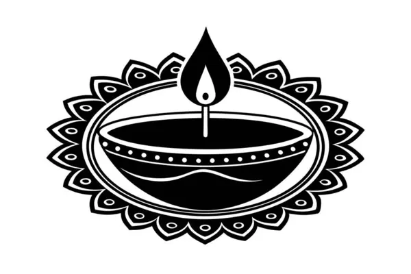 Geleneksel Hint sınırıyla süslenmiş, pankart ve reklamlar için ideal bir diya lambası içeren bayramlık bir Diwali tasarımı..