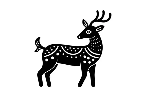 Canlı bir renk paletine bürünmüş Gond kabilesinin geyik motifinin renkli bir çizimi. Tekstil baskısı, giysi veya ev dekorasyonu için uygundur..