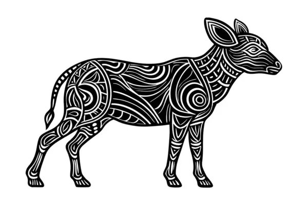 Organik şekillerle birleştirilmiş minimalist bir hayvan tasarımı içeren tek bir resim. Tasarım çeşitli renkler kullanır.