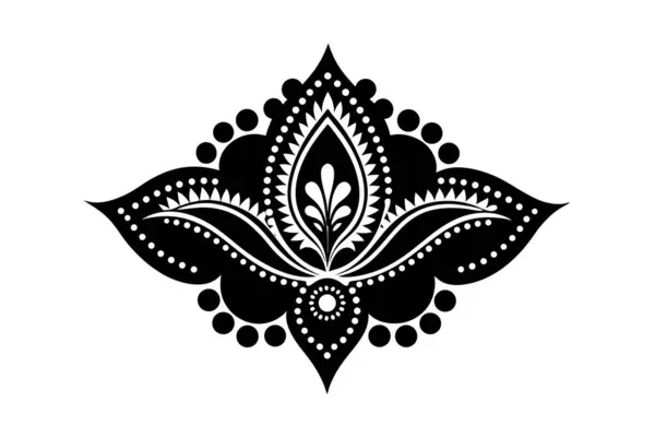 Karmaşık bir Hint dekoratif kenarı tarafından çerçevelenmiş desenli çiçek motifi içeren detaylı bir tasarım..