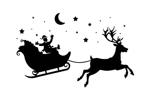 Noel Baba 'yı kızağında tasvir eden, ren geyikleri tarafından çekilen, gece gökyüzünde uçan.