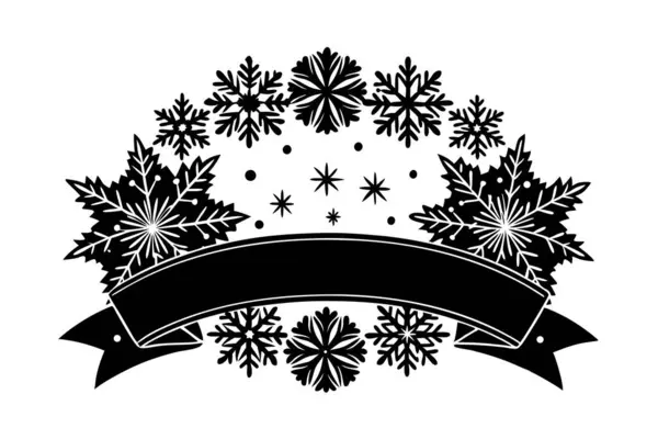 Kar taneleri ve kurdelenin yer aldığı, mevsimsel selamlama ve davetiyeler için ideal bir kış tatili tasarımı..