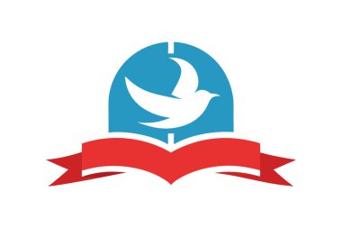Açık kitap şeklinde bir kuşun yer aldığı bir logo tasarımı, eğitim kurumları veya işletmeler için ideal.