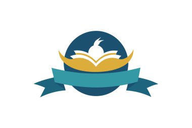 Eğitimi ve yetiştirmeyi sembolize eden kuş yuvasını ve açık bir kitabı gösteren bir logo tasarımı.