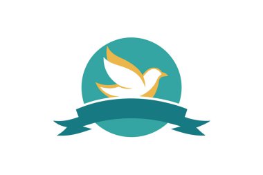 Bir kuş ve açık bir parşömen içeren bir logo tasarımı, eğitim için uygun. Çeşitli renk ve yazı tiplerini içerir.
