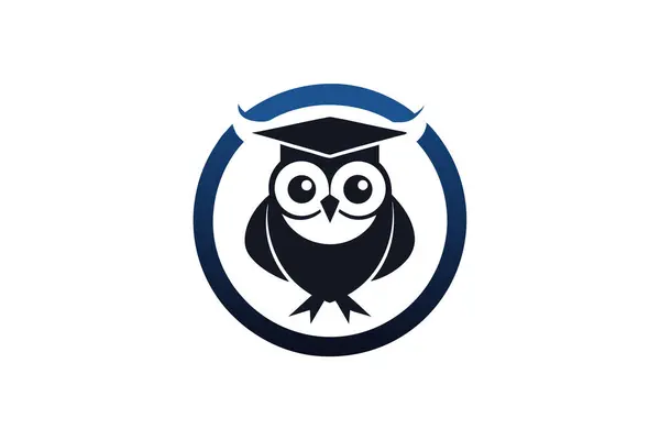 Mezuniyet şapkası takan bir baykuşun büyüleyici bir çizimi. Eğitim projeleri ya da markalaşma için mükemmel..