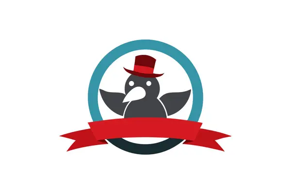 Fil şapkası takan bir kuş karakterinin eşsiz bir tasarımı. Logolar, simgeler veya yaratıcı hayvan çizimleri için uygun.