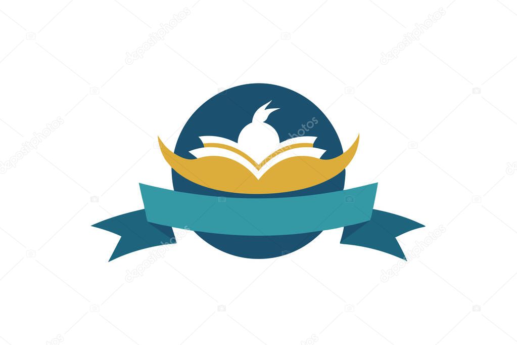 A logo design illustrating a bird nest and an open book, symbolizing education and nurturing.