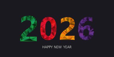 2026 'nın yaratıcı konsepti Mutlu Yıllar afişleri. Mevsim dekorasyonu ve kutlama için tipografili şablonlar tasarlayın. Markalaşma, afiş, kapak, kart geçmişleri için modaya uygun Minimalistik