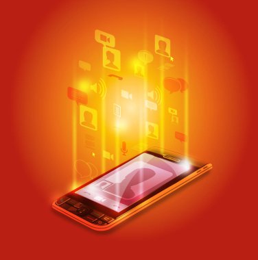 İllüstrasyon, resim, cep telefonu, telefon, temsil, sosyal, iletişim