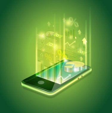 İş uygulamalarını temsil eden cep telefonunun resimsel görüntüsü