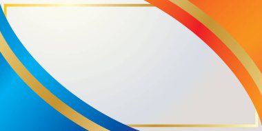 Mavi, turuncu ve altın rengi kombinasyonlu soyut arkaplan ve dinamik eğimli çizgiler.