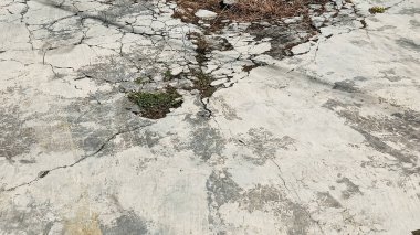 Cracked and dirty concrete floor