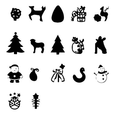 Christmas icon set black and white design