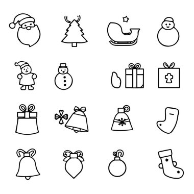 Simple hand drawn christmas icons set