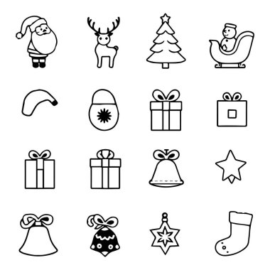 Simple black christmas icons set for design