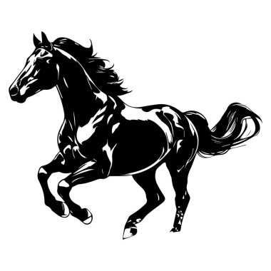 Siyah at çalışan siluet vektör çizimi