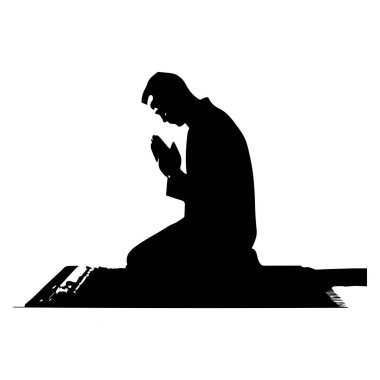 Dua eden bir adamın silueti.