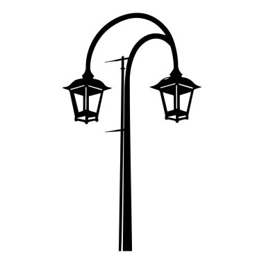 Silhouette of a Double Lantern Street Lamp with Elegant Curved Arms