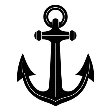 Classic black anchor symbol with a white background for maritime and nautical themes