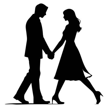 Silhouette of a couple embracing and looking at each other with affection