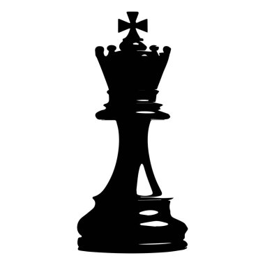 Black silhouette of a chess king piece on a white background
