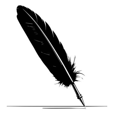 Beyaz arkaplanda bir kalem yazısının siyah silueti