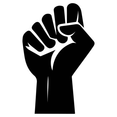 Black fist raised in a symbol of power protest solidarity and resistance