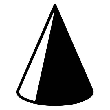 Geometrik formu temsil eden beyaz arkaplandaki beyaz dilimli basit siyah koni şekli