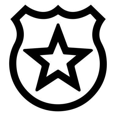 Polis rozetinin basit bir siyah çizgisi. Merkezinde beyaz bir arka planda bir yıldız var. Kolluk kuvvetlerini ve otoriteyi temsil ediyor.