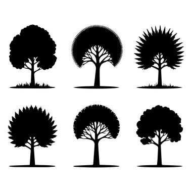 Farklı türleri ve formları temsil eden, doğa temalı tasarımlar ve illüstrasyonlar için ideal bir ağaç silueti, temiz ve basit bir şekilde sunulmaktadır..
