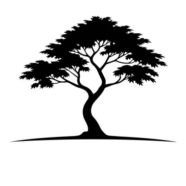 Çarpıcı bir ağaç silueti, tam temalı, doğa temalı tasarımlar, logolar veya sanatsal çizimler için mükemmel, büyüme ve sükuneti ileten.