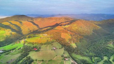 Yuvarlanan tepeler, canlı tarlalar ve şafak vakti doğa güzelliği ile büyüleyici bir manzara.