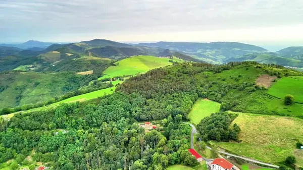 Canlı yeşil tepelerin ve vadilerin çarpıcı hava manzarası, doğanın dingin güzelliğini gözler önüne seriyor.