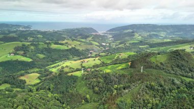 Çarpıcı bir hava manzarası, bereketli tepelerin parıldayan okyanusla buluşmasını ve doğanın güzelliğini gözler önüne seriyor.