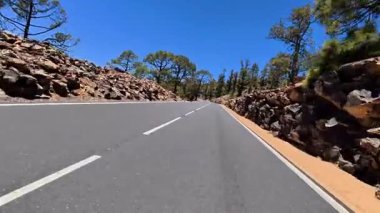 Bu güzel günde, bereketli ağaçlar ve kayalık arazilerle çevrili güzel bir yolu keşfedin.