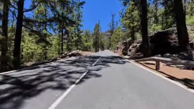 Bereketli ağaçlar ve engebeli kayalık arazide sallanan dolambaçlı bir yol boyunca güzel bir yolculuğun tadını çıkarın.