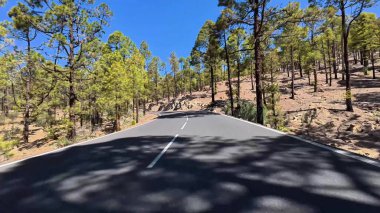 Bu nefes kesici bir manzara. Açık mavi gökyüzünün altında sarmalanmış dolambaçlı bir yol.
