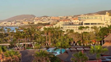 Göz kamaştırıcı kıyı manzarasını tecrübe edin. Sergilenen gür palmiye ağaçları. Güzel bir tatil beldesi tarafından tamamlanmış.