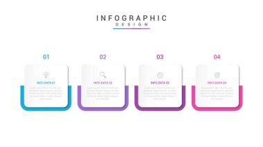 Modern minimalist zarif dairesel 4 adım düzenlenebilir bilgi tasarım şablonu vektörü