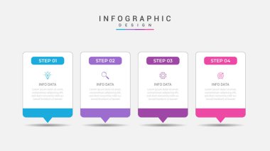 Slayt sunum vektörü için nokta adımlı zaman çizgisi biçimli 4 nokta şablonu