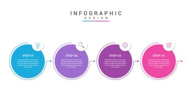 4 seçenekli ve basamaklı bilgi tasarımı. İş kavramı için bilgi grafikleri. Sunumlar için kullanılabilir iş akışı düzeni, bayrak, süreç, diyagram, akış şeması, bilgi grafiği, yıllık rapor.