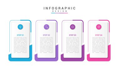 4 yuvarlak dikdörtgen adım veya seçenek numarası olan bilgi tasarım vektör şablonu.