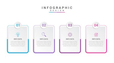 4 yuvarlak dikdörtgen adım veya seçenek numarası olan bilgi tasarım vektör şablonu.
