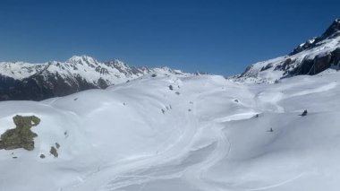 Aerial view of Alpe d'Huez Grand Domaine area Taken from Poutran ski lift.