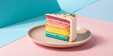 Renkli serpiştirilmiş gökkuşağı pastası