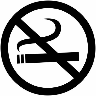 Sigara sembolü işareti yok. Beyaz arka planda sigara içilmediğini gösteren bir vektör çizimi. 10 saniye.