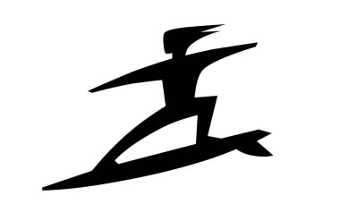 Sörfçü vektör simgesi. Siyah vektör çizimi beyaz arkaplanda izole edildi