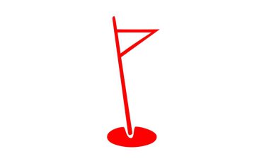 Sopalı golf bayrağı. Beyaz arkaplan üzerindeki vektör simgesi