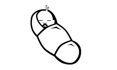 Bıyıklı ve siyah eşarplı bir adamın vektör çizimi..